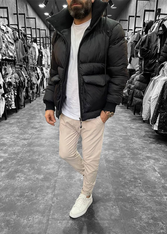 Куртка мужская дутая с высоким воротником черная MFStore Изображение Куртка мужская дутая с высоким воротником черная MFStore