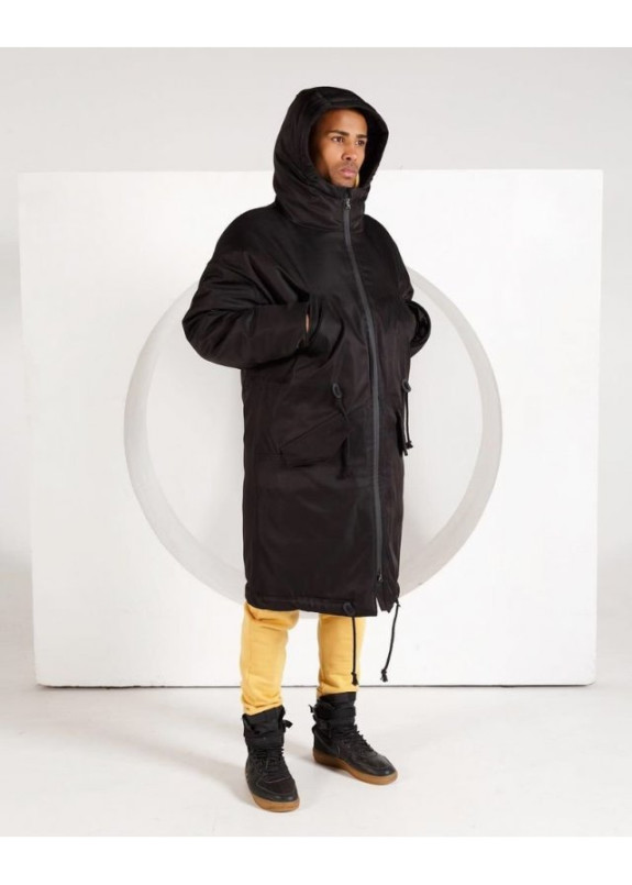 Парка мужская удлиненная черная Изображение Парка мужская удлиненная черная