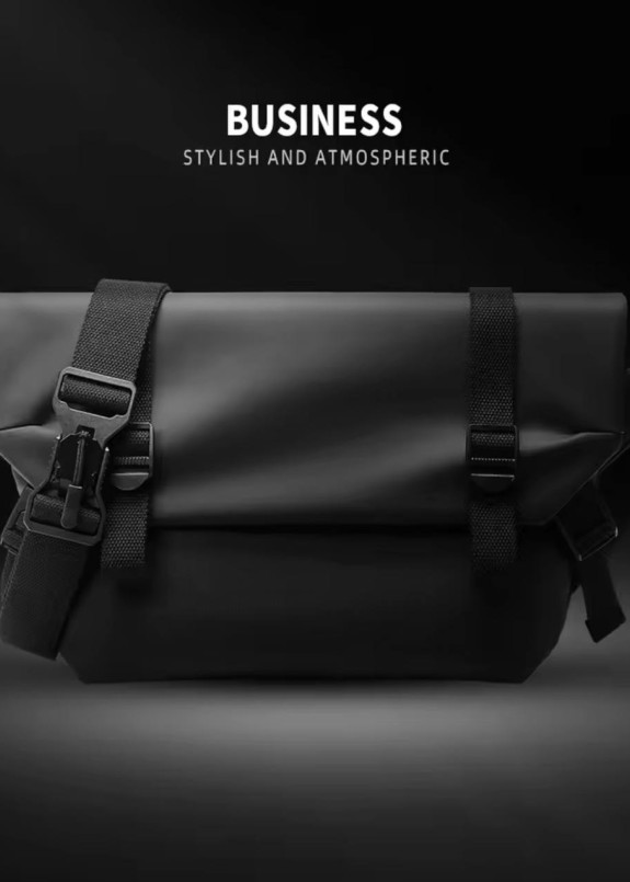 Функціональна стильна сумка через плече чорна матова MFStore Изображение Функціональна стильна сумка через плече чорна матова MFStore