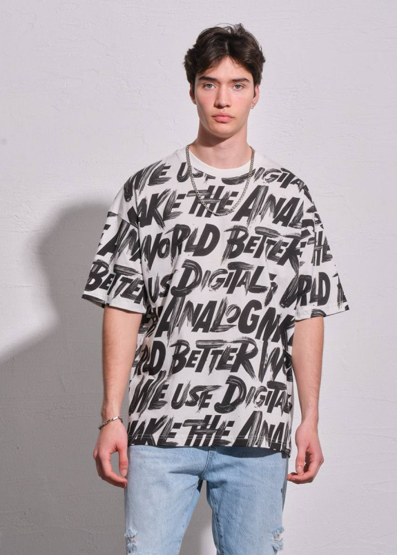 Футболка оверсайз з текстом біла MFStore Изображение Футболка оверсайз з текстом біла MFStore