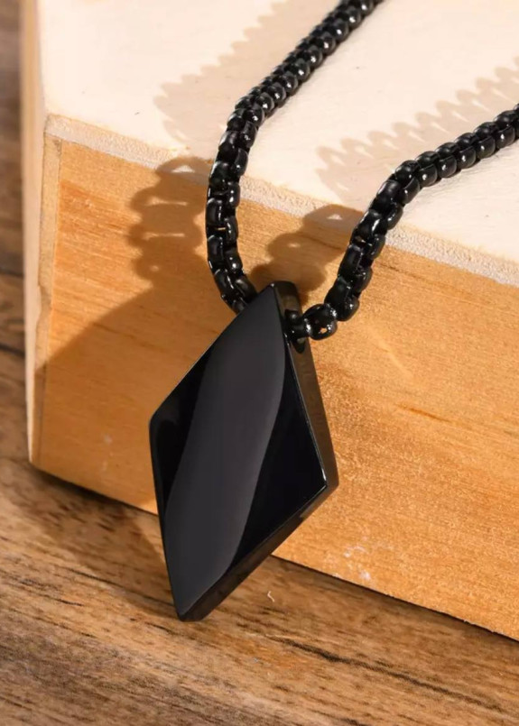 Ланцюжок на шию з геометричним кулоном чорний MFStore Изображение Ланцюжок на шию з геометричним кулоном чорний MFStore