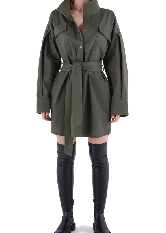 Рубашка хакки оверсайз с воротником Изображение Рубашка хакки оверсайз с воротником