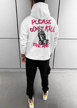 Худі оверсайз з текстом і принтами біле art MFStore Изображение Худі оверсайз з текстом і принтами біле art MFStore