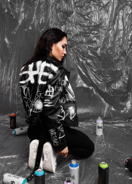 Косуха женская Hand made print черная Изображение Косуха женская Hand made print черная