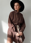 Изображение Рубашка коричневая из коттона женская