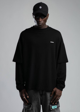 Лонгслів оверсайз з подвійним рукавом базовий чорний MFStore Изображение Лонгслів оверсайз з подвійним рукавом базовий чорний MFStore
