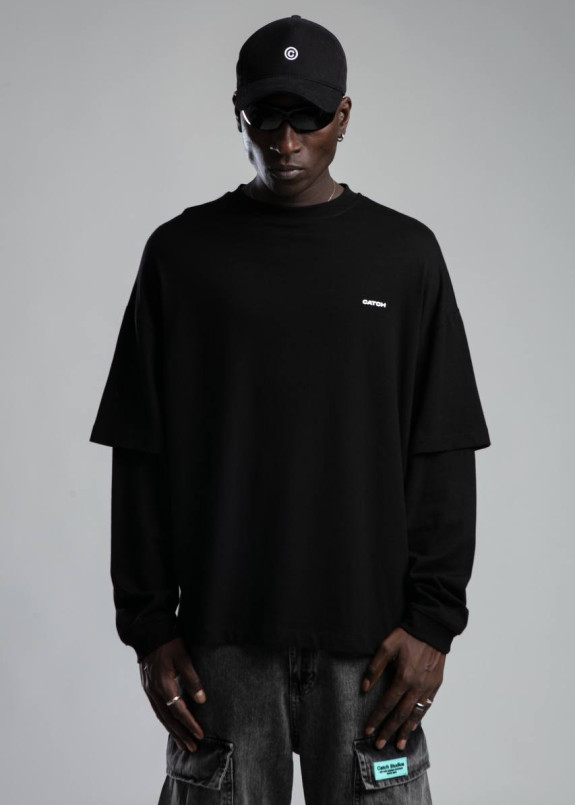 Лонгслів оверсайз з подвійним рукавом базовий чорний MFStore Изображение Лонгслів оверсайз з подвійним рукавом базовий чорний MFStore