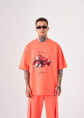 Футболка оверсайз з принтом antidepressant помаранчева MFStore Изображение Футболка оверсайз з принтом antidepressant помаранчева MFStore