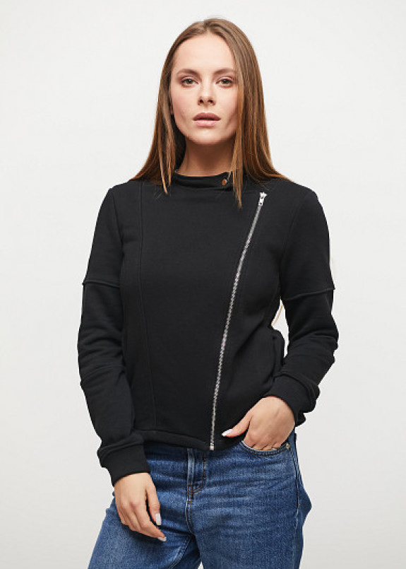 Женская черная трикотажная кофта-косуха Изображение Женская черная трикотажная кофта-косуха