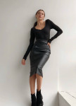 Cилуетна спідниця з екошкіри чорна Изображение Cилуетна спідниця з екошкіри чорна