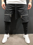 Изображение Штаны с накладными карманами на коленях черные MFStore
