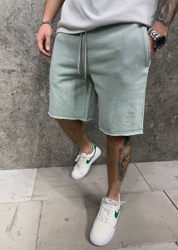 Шорти оверсайз чоловічі з необробленим краєм ментол MFStore Изображение Шорти оверсайз чоловічі з необробленим краєм ментол MFStore