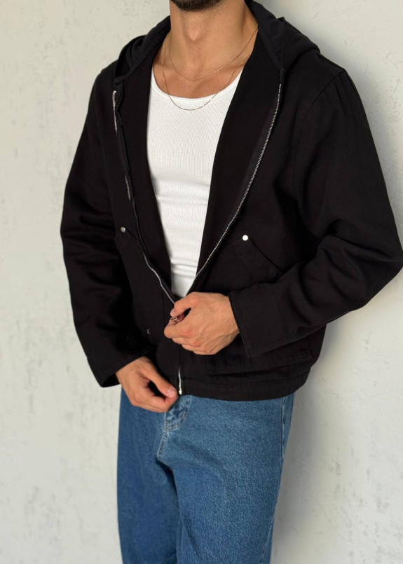 Бомбер з капюшоном джинсовий чорний MFStore Изображение Бомбер з капюшоном джинсовий чорний MFStore