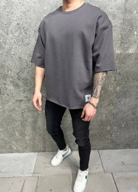 Футболка oversize з необробленими краями графіт MFStore Изображение Футболка oversize з необробленими краями графіт MFStore