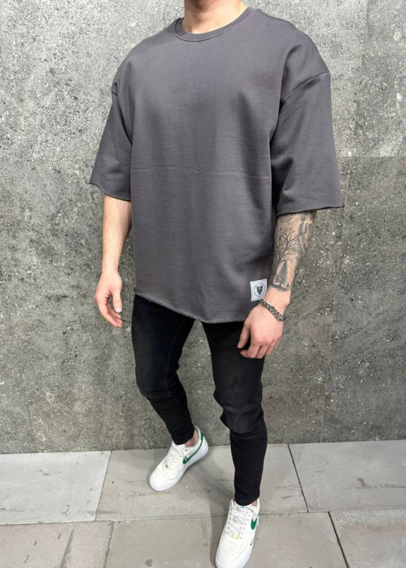 Футболка oversize з необробленими краями графіт MFStore Изображение Футболка oversize з необробленими краями графіт MFStore