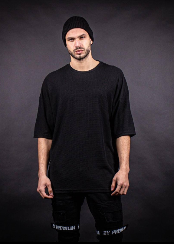 Футболка черная рифленая базовая MFStore Изображение Футболка черная рифленая базовая MFStore