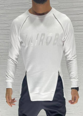 Світшот чоловічий з блискавками знизу білий MFStore Изображение Світшот чоловічий з блискавками знизу білий MFStore