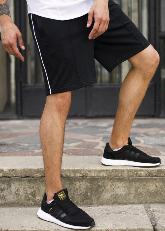 Шорты черные мужские с полоской СиДжей Изображение Шорты черные мужские с полоской СиДжей