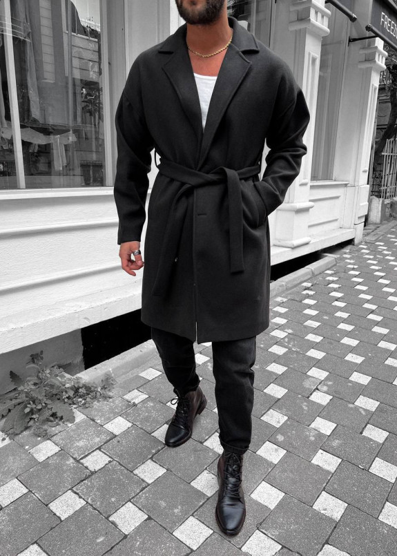 Изображение Пальто чоловіче оверсайз бавовняне чорне MFStore