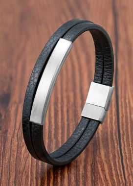 Браслет чоловічий із натуральної шкіри хром MFStore Изображение Браслет чоловічий із натуральної шкіри хром MFStore