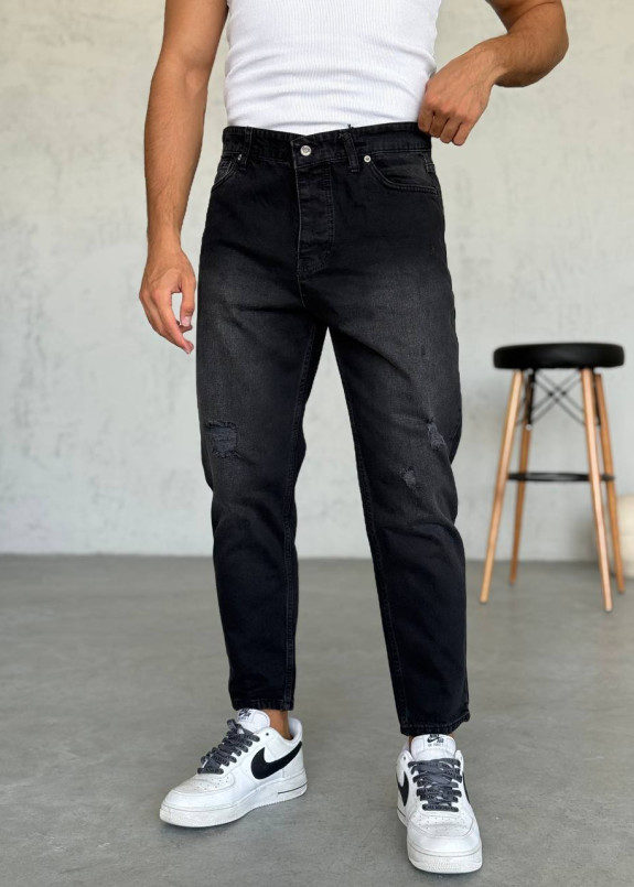 Джинси мом чорні з потертостями MFStore Изображение Джинси мом чорні з потертостями MFStore