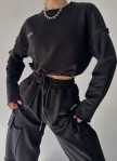 Изображение Костюм оверсайз  жіночий з брюками і світшотом чорний MFStore