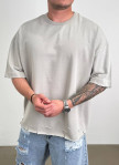 Футболка oversize з необробленим краєм та дірками сірий MFStore Изображение Футболка oversize з необробленим краєм та дірками сірий MFStore