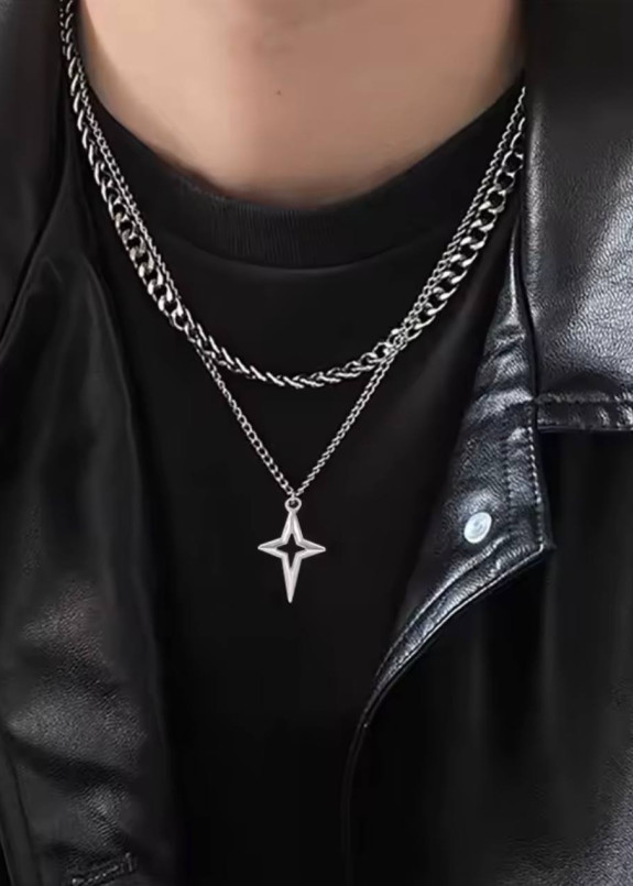 Стильний ланцюжок на шию з кулоном хром MFStore Изображение Стильний ланцюжок на шию з кулоном хром MFStore