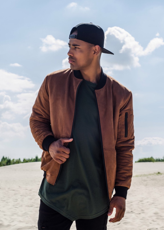 Бомбер мужской Street эко-замш рыжий Изображение Бомбер мужской Street эко-замш рыжий