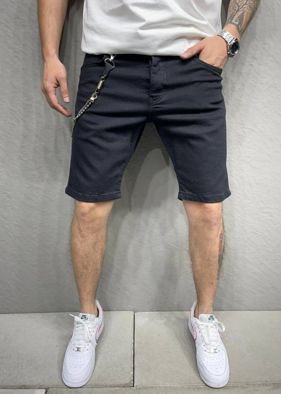 Стильные шорты узкие с цепочкой черные MFStore Изображение Стильные шорты узкие с цепочкой черные MFStore