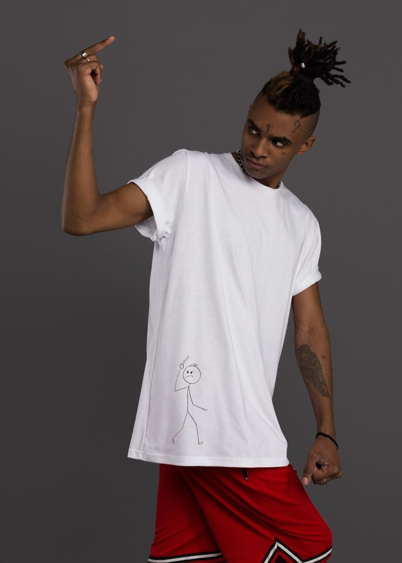 Футболка белая с принтом evil Изображение Футболка белая с принтом evil