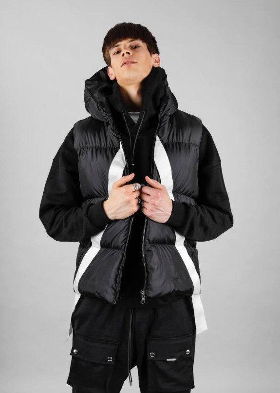 Безрукавка с капюшоном и белыми лампасами MFStore Изображение Безрукавка с капюшоном и белыми лампасами MFStore