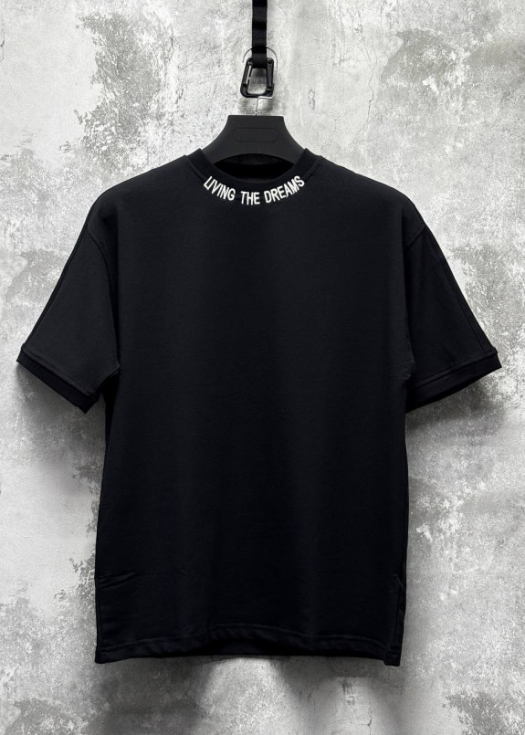 Футболка вільного крою з вишивкою на шиї чорна MFStore Изображение Футболка вільного крою з вишивкою на шиї чорна MFStore