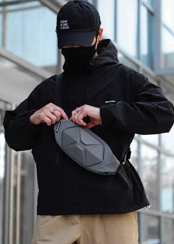 Модна вологостійка поясна сумка сіра MFStore Изображение Модна вологостійка поясна сумка сіра MFStore