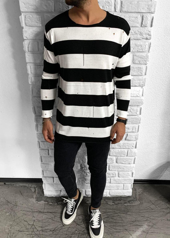 Лонгслив черно-белый в полоску MFStore Изображение Лонгслив черно-белый в полоску MFStore