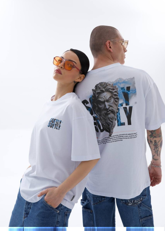 Футболка оверсайз з принтом білого кольору MFStore Изображение Футболка оверсайз з принтом білого кольору MFStore