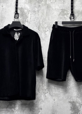 Костюм велюровий базовий з шортами чорний MFStore Изображение Костюм велюровий базовий з шортами чорний MFStore