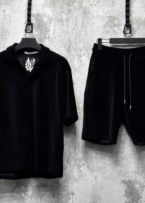 Костюм велюровий базовий з шортами чорний MFStore Изображение Костюм велюровий базовий з шортами чорний MFStore