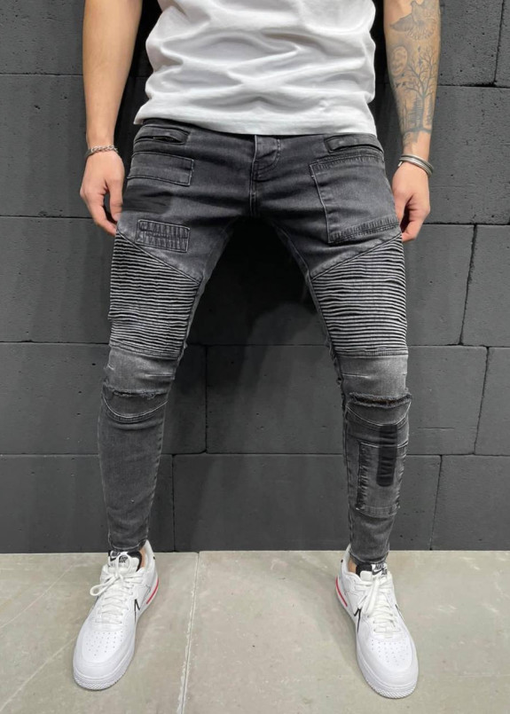 Джинсы с рифлеными вставками над коленями MFStore Изображение Джинсы с рифлеными вставками над коленями MFStore