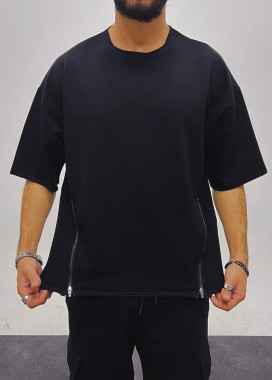 Футболка оверсайз з блискавками чорна MFStore Изображение Футболка оверсайз з блискавками чорна MFStore