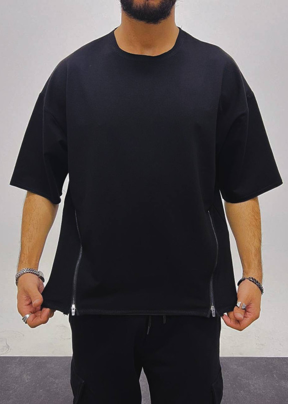 Футболка оверсайз з блискавками чорна MFStore Изображение Футболка оверсайз з блискавками чорна MFStore