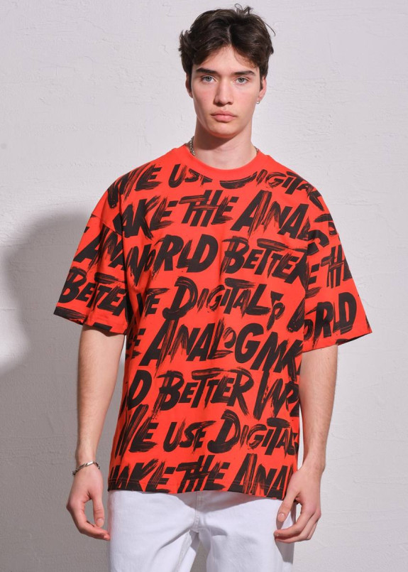 Футболка оверсайз з текстом помаранчева MFStore Изображение Футболка оверсайз з текстом помаранчева MFStore