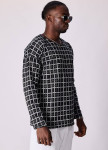 Стильний лонгслів вільного крою в клітинку чорно-білий MFStore Изображение Стильний лонгслів вільного крою в клітинку чорно-білий MFStore