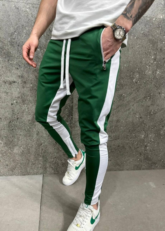 Спортивні штани зі смужками з боків хакі MFStore Изображение Спортивні штани зі смужками з боків хакі MFStore