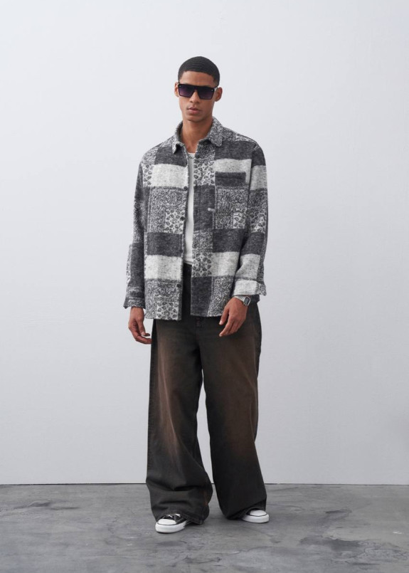 Сорочка оверсайз чоловіча з малюнками сіра MFStore Изображение Сорочка оверсайз чоловіча з малюнками сіра MFStore