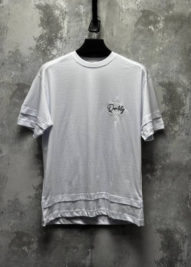 Футболка вільного крою з вишивкою на грудях біла MFStore Изображение Футболка вільного крою з вишивкою на грудях біла MFStore