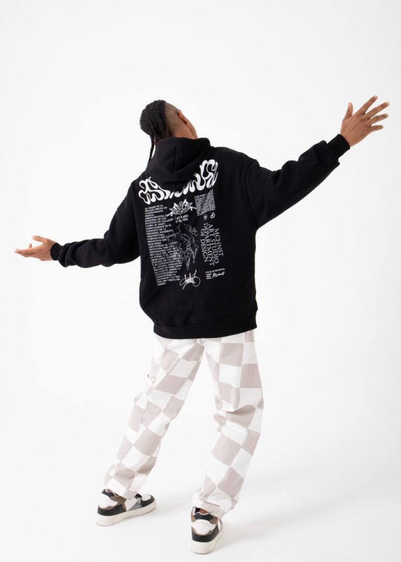 Худи оверсайз с арт принтом на спине черное MFStore Изображение Худи оверсайз с арт принтом на спине черное MFStore