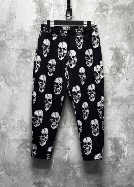 Стильні штани вільного крою з малюнком sculls чорні MFStore Изображение Стильні штани вільного крою з малюнком sculls чорні MFStore