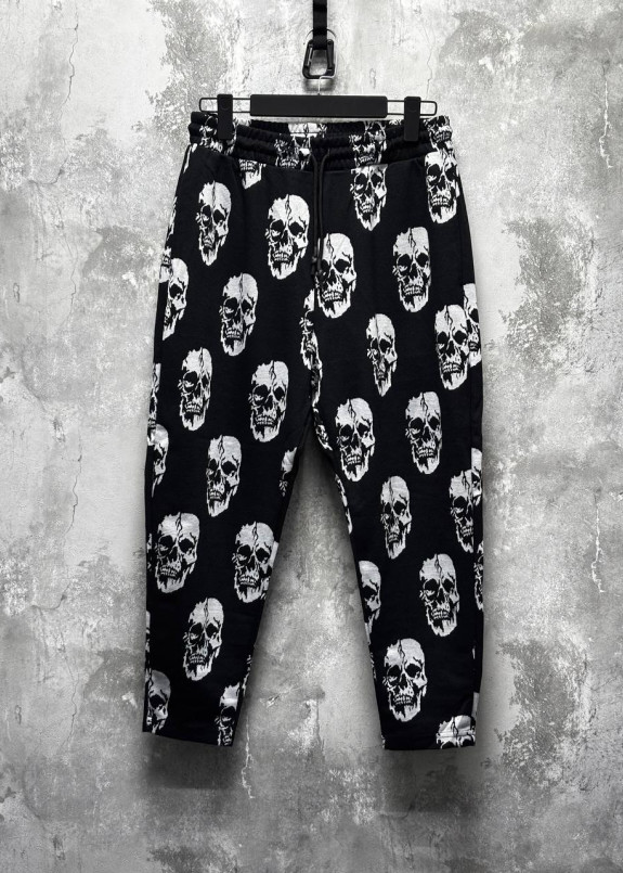 Стильні штани вільного крою з малюнком sculls чорні MFStore Изображение Стильні штани вільного крою з малюнком sculls чорні MFStore