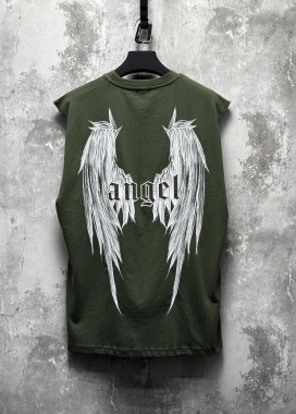 Безрукавка вільного крою з принтом angel хакі MFStore Изображение Безрукавка вільного крою з принтом angel хакі MFStore